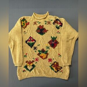 Gina Peters Abstract Patchwork Knit Crewneck Sweater Colourful Sweatshirt